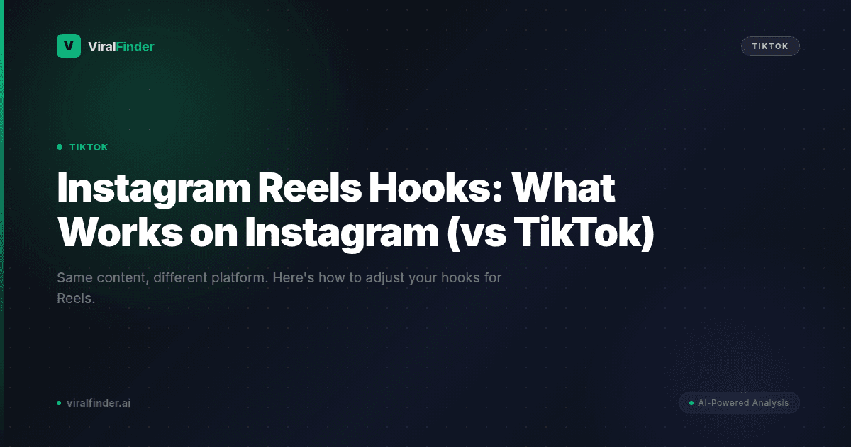 Instagram Reels Hooks: What Works on Instagram (vs TikTok)