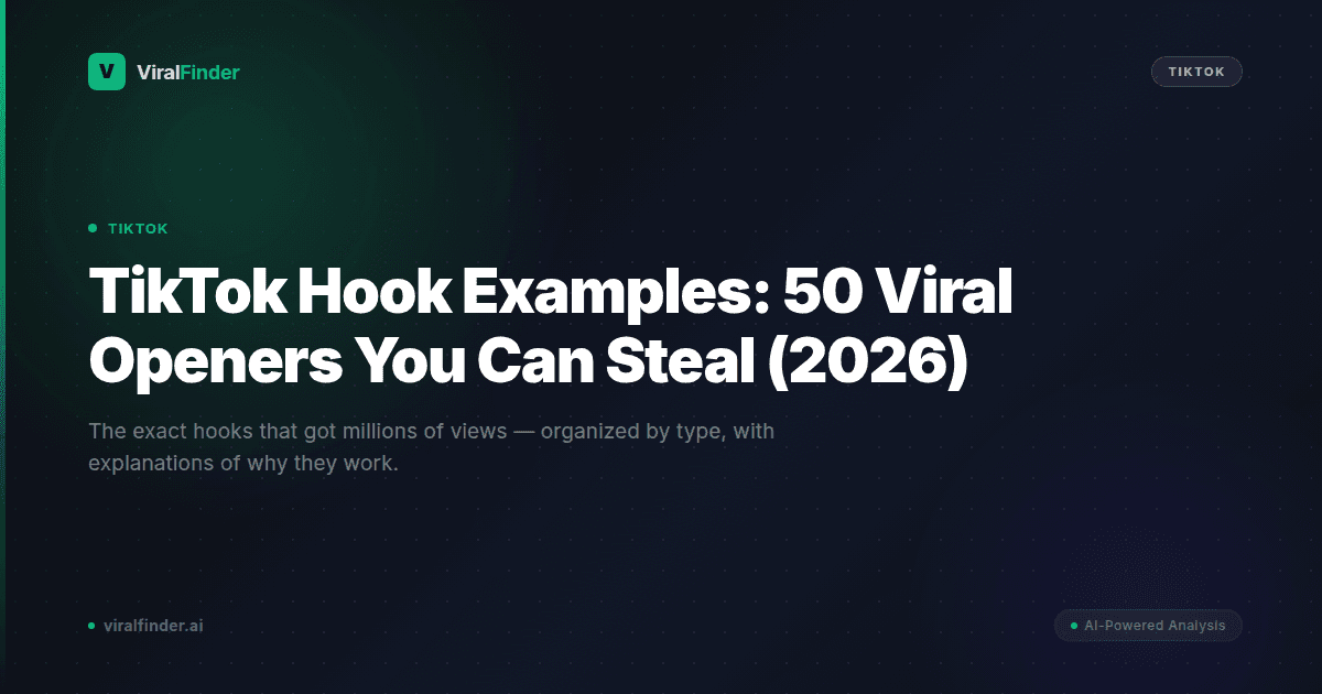 TikTok Hook Examples: 50 Viral Openers You Can Steal (2026)